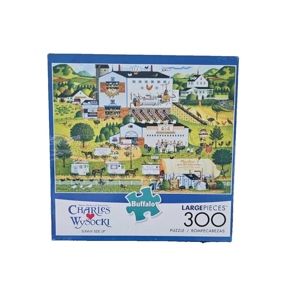 Buffalo Charles Wysocki 300 Large Piece Jigsaw Puzzle Sunny Side Up Farm Animal
